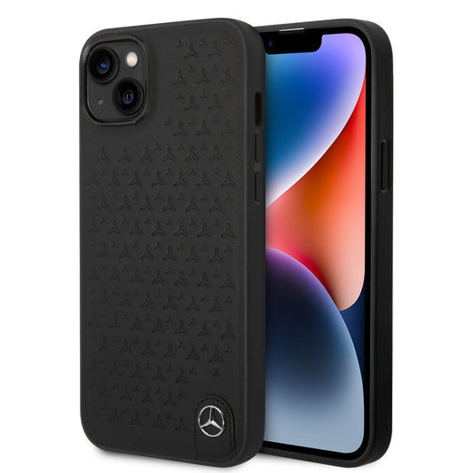 Funda Mercedes-Benz de Piel Grabada para iPhone 14 Plus Negra | Original