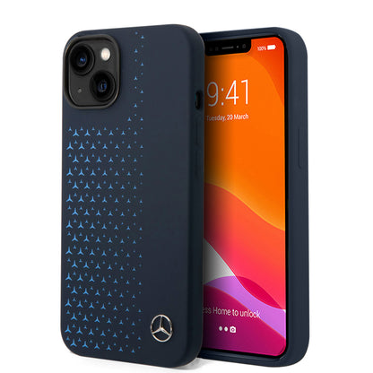 Funda Mercedes-Benz de Silicón Azul con Estrellas para iPhone 14 | Original