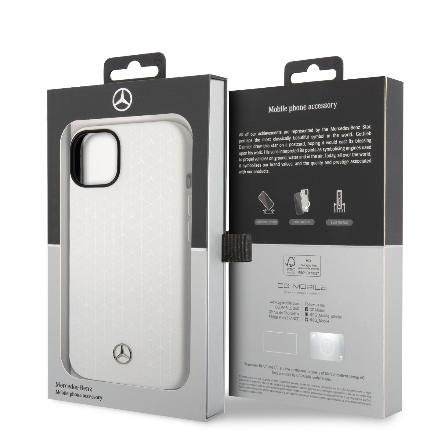 Funda Mercedes-Benz de Silicón Blanca con Estrellas para iPhone 14 | Original