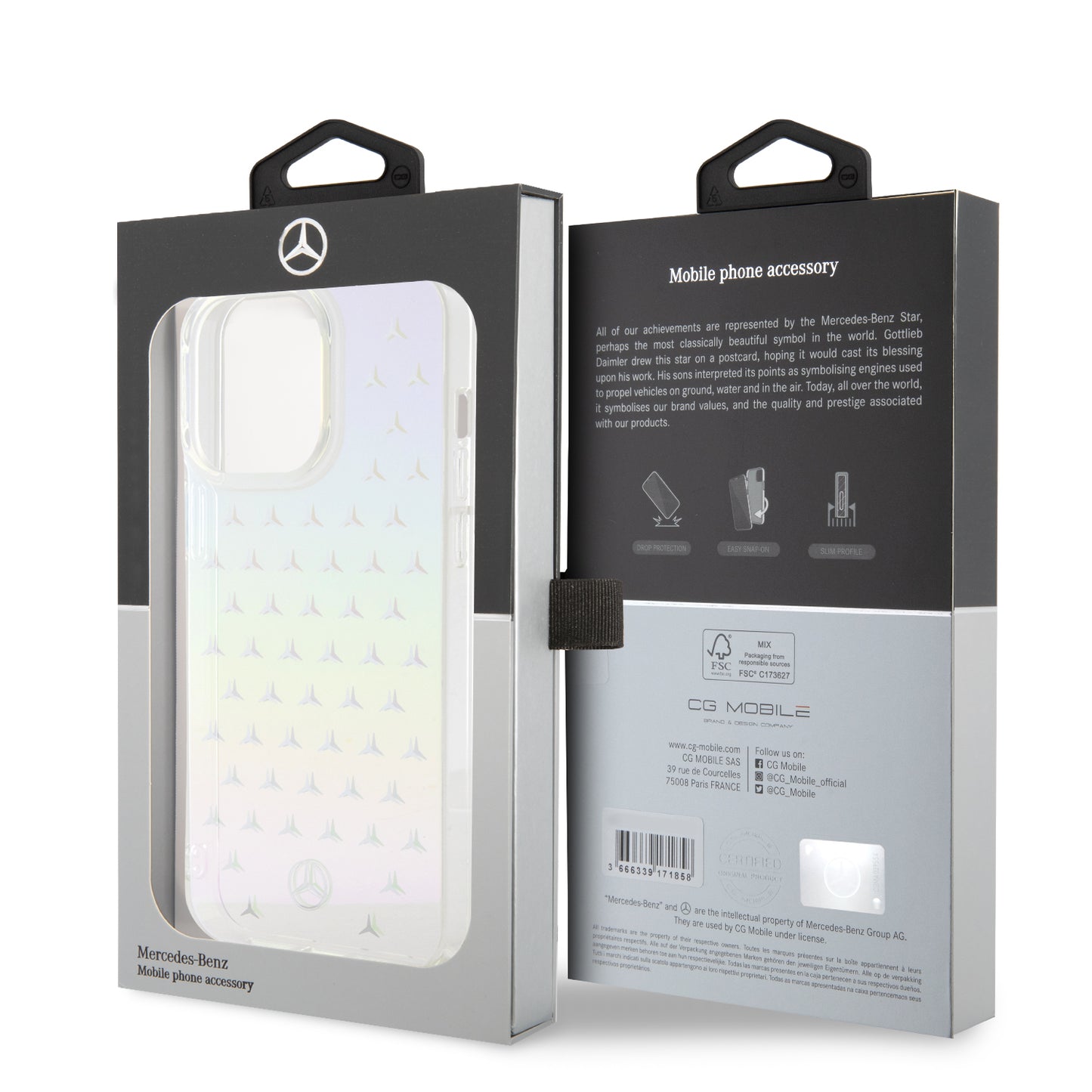 Funda Mercedes-Benz Tornasol con Estrellas para iPhone 15 Pro Max | Original