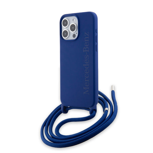Funda Mercedes-Benz de Silicón con Correa para iPhone 15 Pro Max Azul | Original