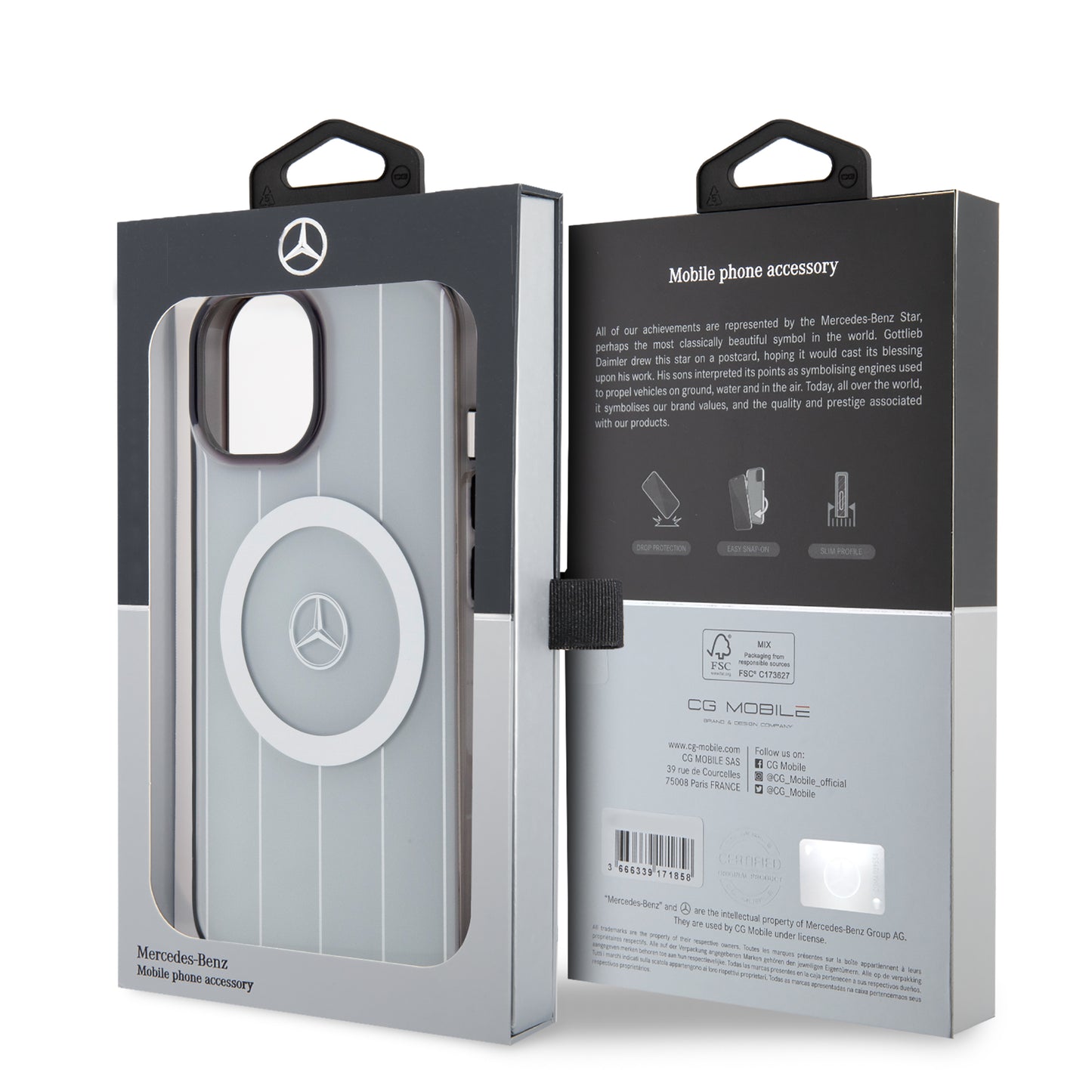 Funda Mercedes-Benz con Líneas y MagSafe para iPhone 15 Blanca | Original