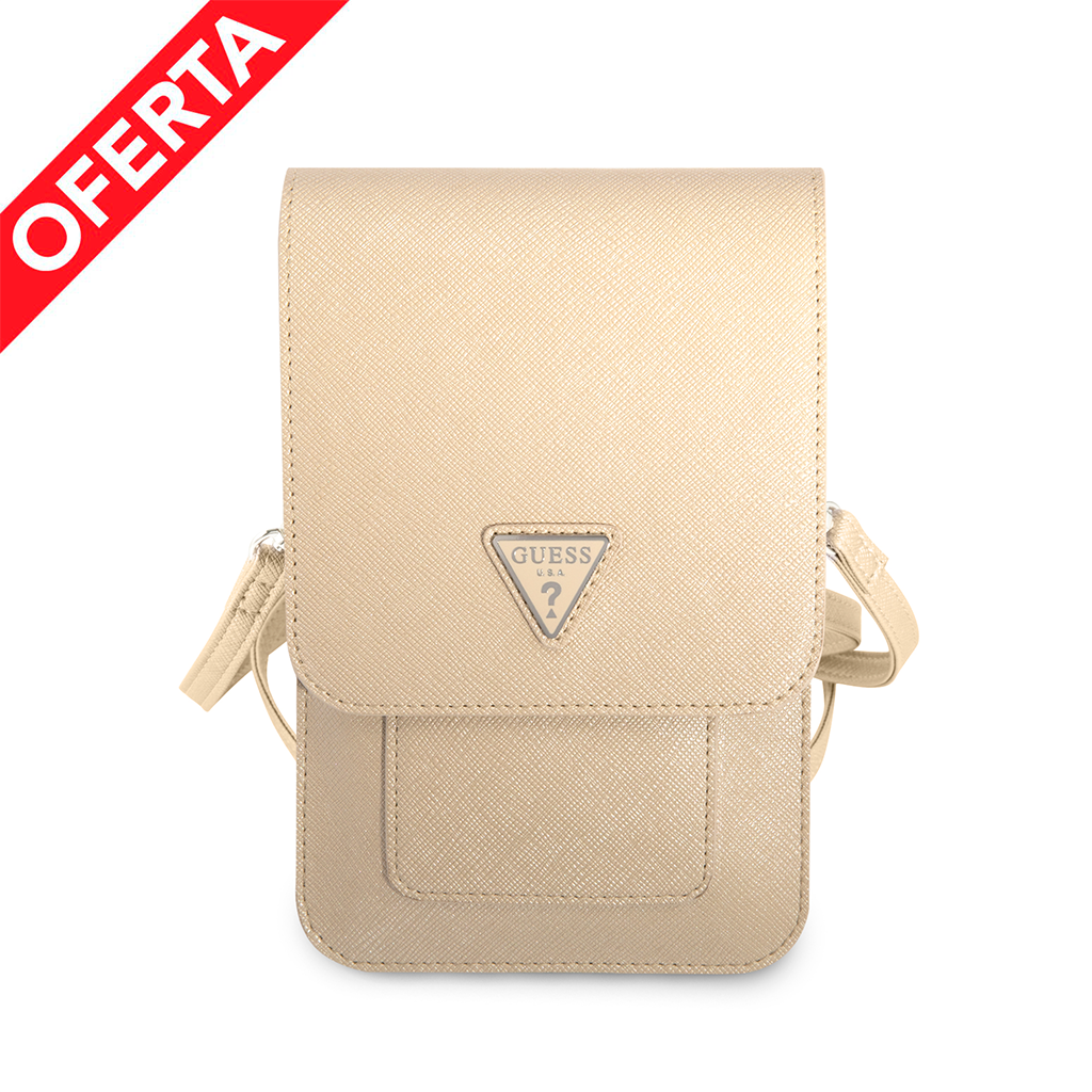 Case Wallet Bag Guess Dise o Saffiano Triangle Logo Color Beige