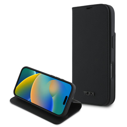 Funda TUMI de Cuero con Soporte para iPhone 16 Pro Negra