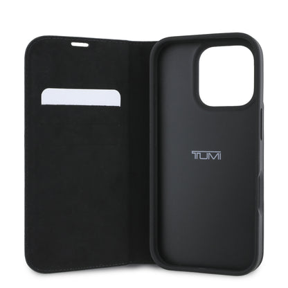 Funda TUMI de Cuero con Soporte para iPhone 16 Pro Negra