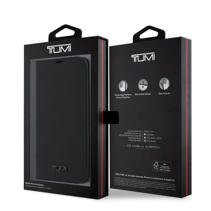 Funda TUMI de Cuero con Soporte para iPhone 16 Pro Negra