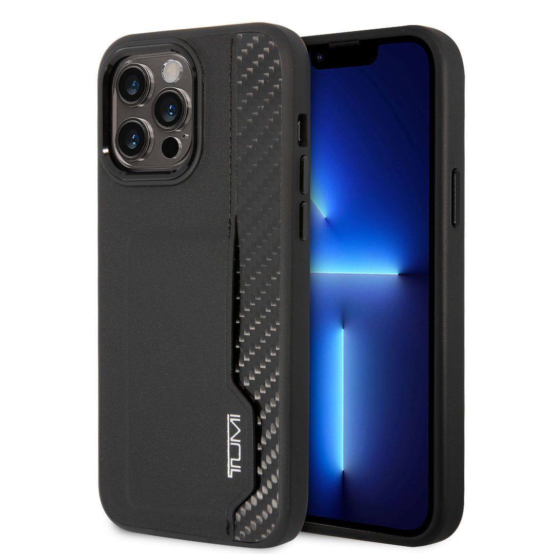 Funda Tumi Piel y Fibra de Carbono con Tarjetero para iPhone 14 Pro Max