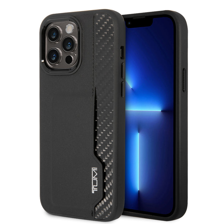 Funda Tumi Piel y Fibra de Carbono con Tarjetero para iPhone 14 Pro Max