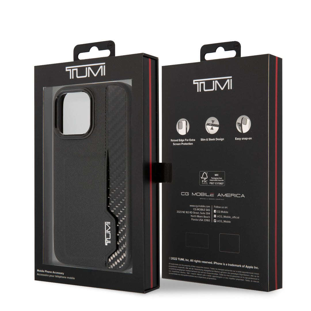 Funda Tumi Piel y Fibra de Carbono con Tarjetero para iPhone 14 Pro Max