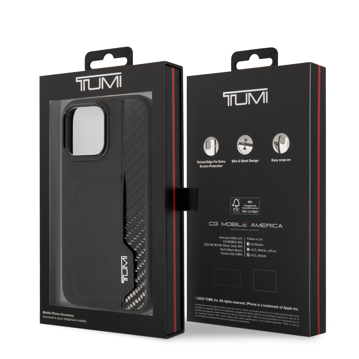 Funda Tumi Piel y Fibra de Carbono con Tarjetero para iPhone 14 Pro Max