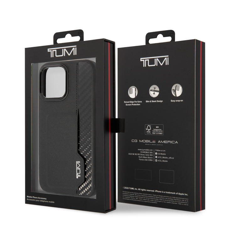 Funda Tumi Piel y Fibra de Carbono con Tarjetero para iPhone 14 Pro Max