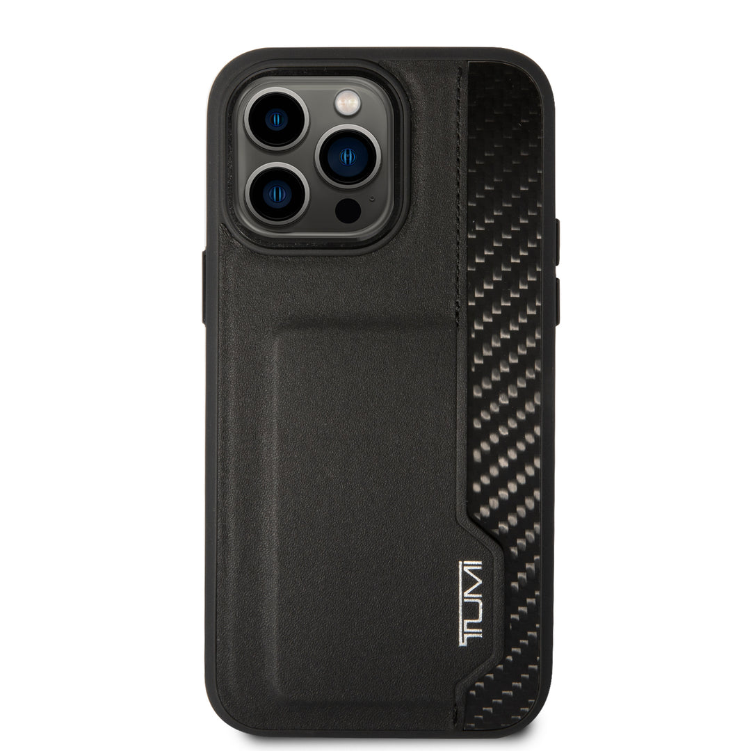 Funda Tumi Piel y Fibra de Carbono con Tarjetero para iPhone 14 Pro Max