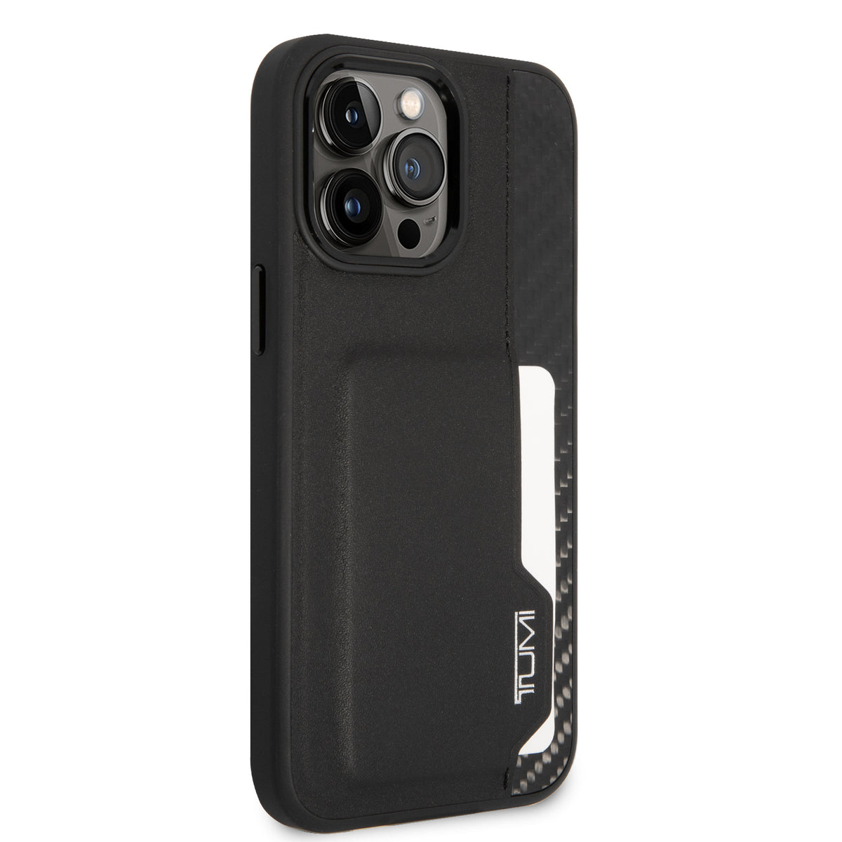 Funda Tumi Piel y Fibra de Carbono con Tarjetero para iPhone 14 Pro Max