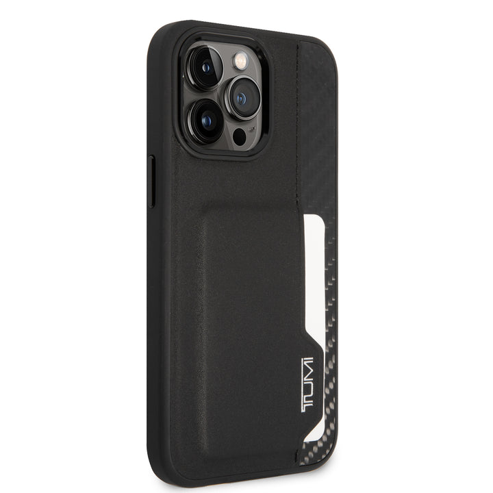 Funda Tumi Piel y Fibra de Carbono con Tarjetero para iPhone 14 Pro Max
