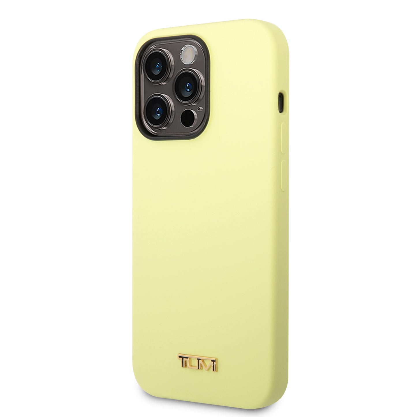 Funda TUMI Amarilla Silicón con Logo Metálico para iPhone 14 Pro Max
