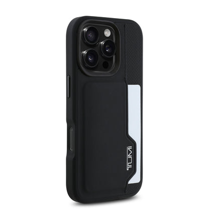 Tumi Hc Leather Case Black con Ranura para Tarjetas Vertical | iPhone 16 Pro