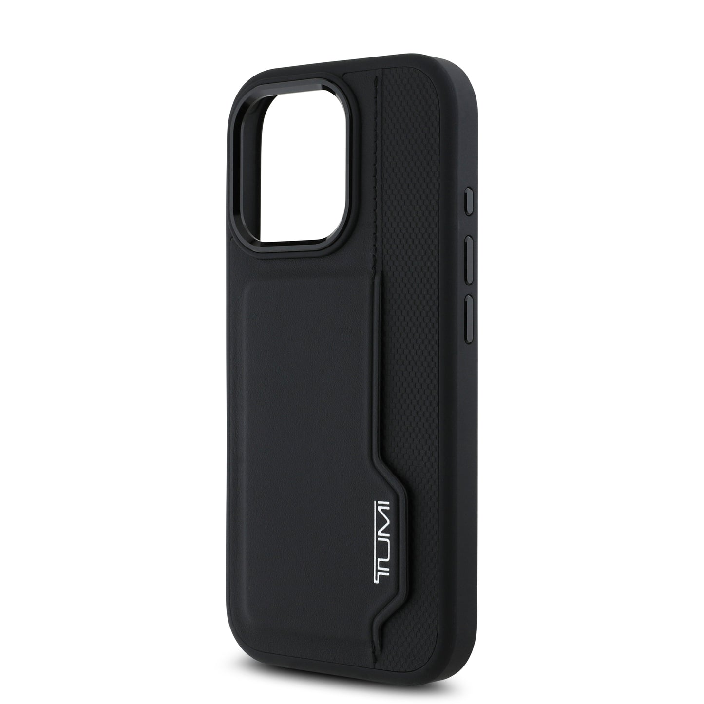 Tumi Hc Leather Case Black con Ranura para Tarjetas Vertical | iPhone 16 Pro