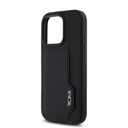 Tumi Hc Leather Case Black con Ranura para Tarjetas Vertical | iPhone 16 Pro