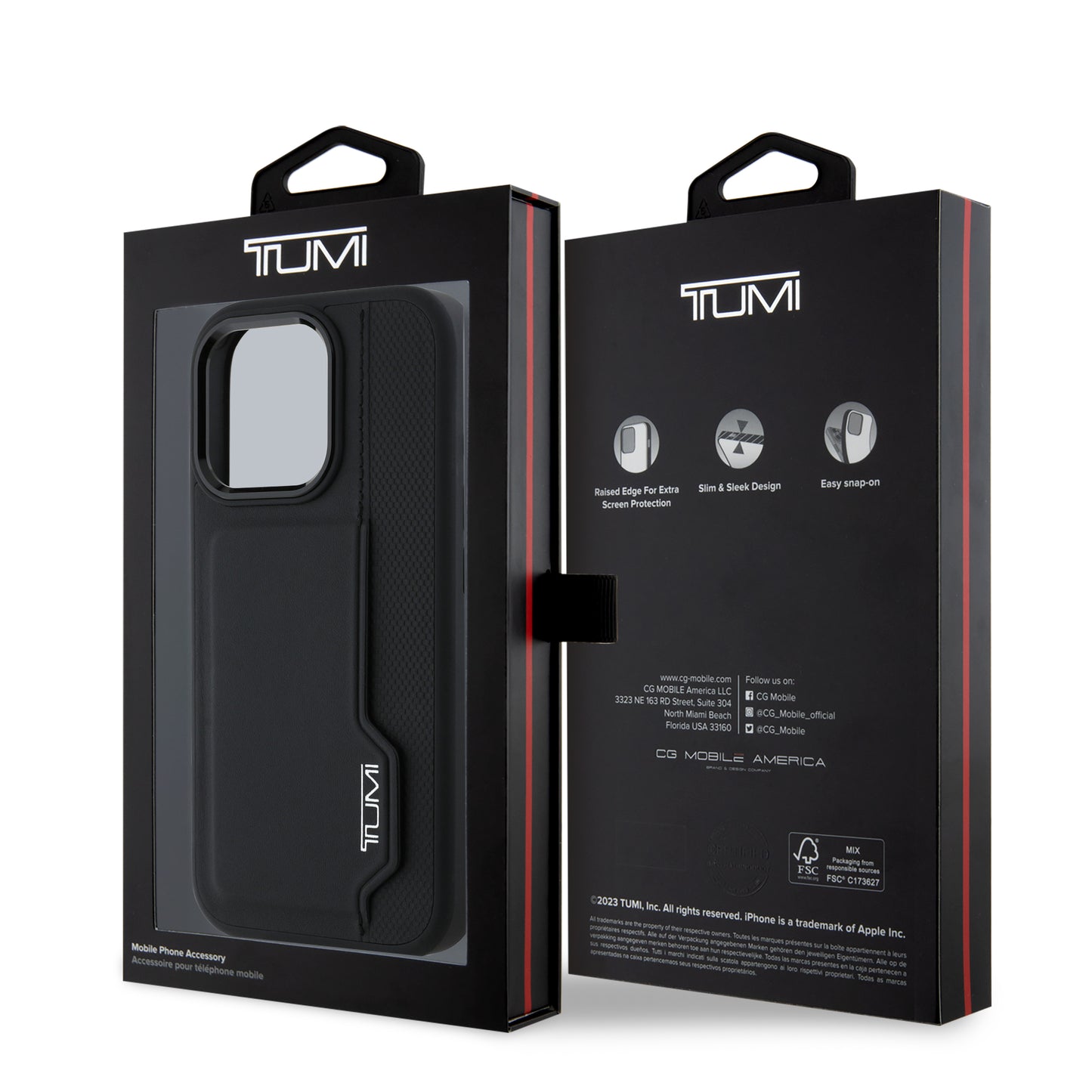 Tumi Hc Leather Case Black con Ranura para Tarjetas Vertical | iPhone 16 Pro