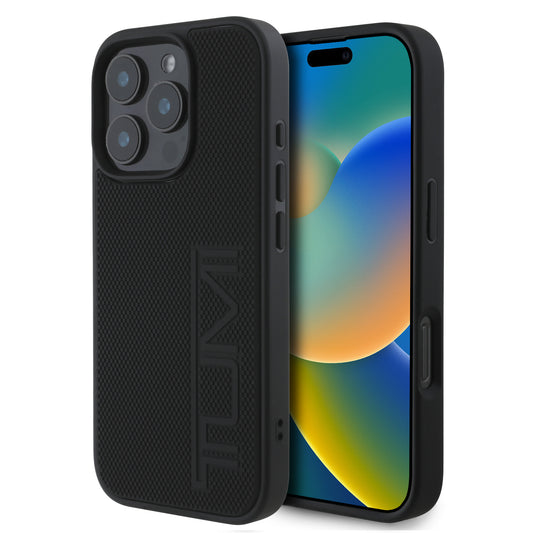 Funda TUMI de Goma con Logo para iPhone 16 Pro Max Negra