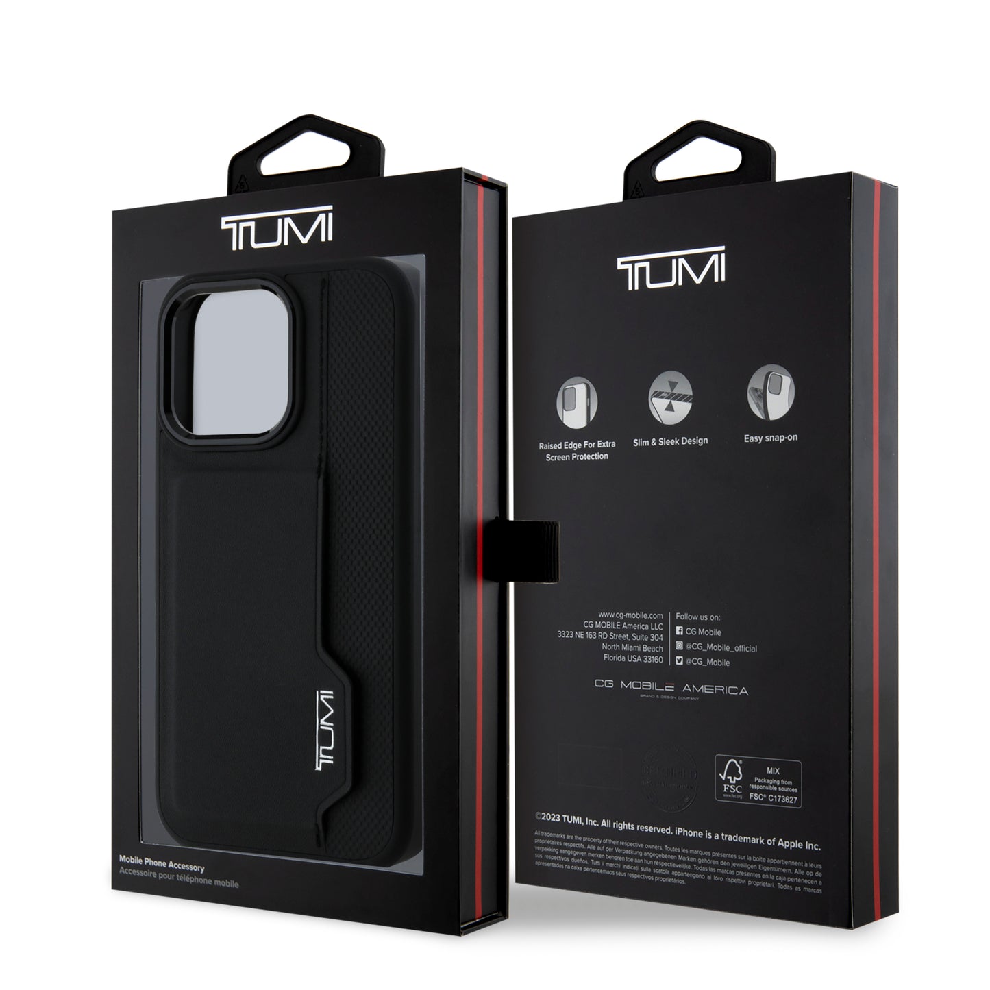 Tumi Hc Leather Case Black con Ranura para Tarjetas Vertical | iPhone 16 Pro Max