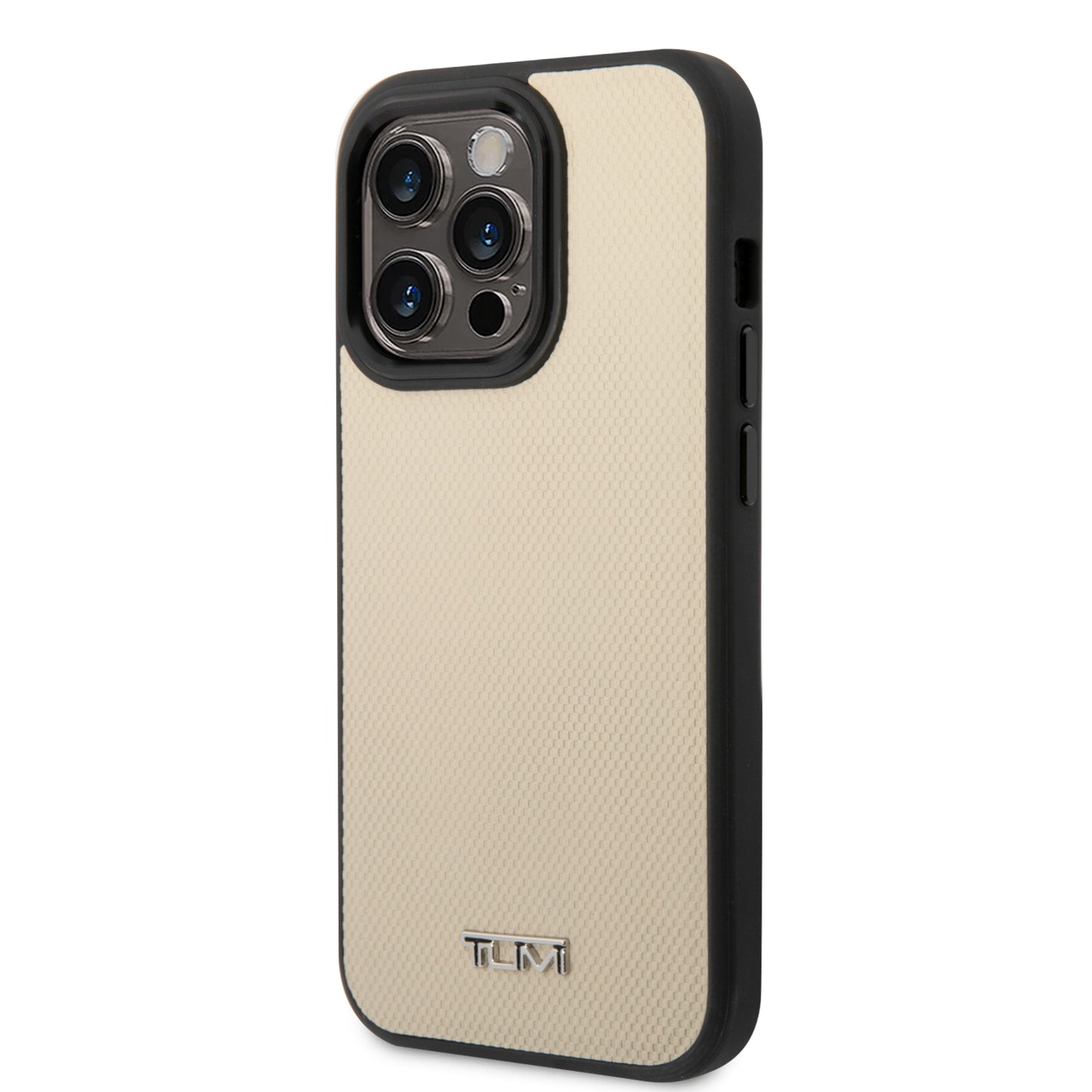 Funda TUMI Beige con Logo Metálico y MagSafe para iPhone 14 Pro