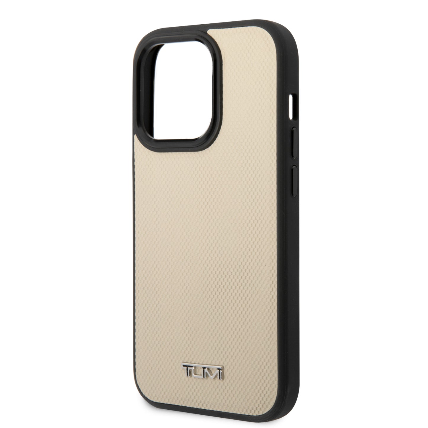 Funda TUMI Beige con Logo Metálico y MagSafe para iPhone 14 Pro