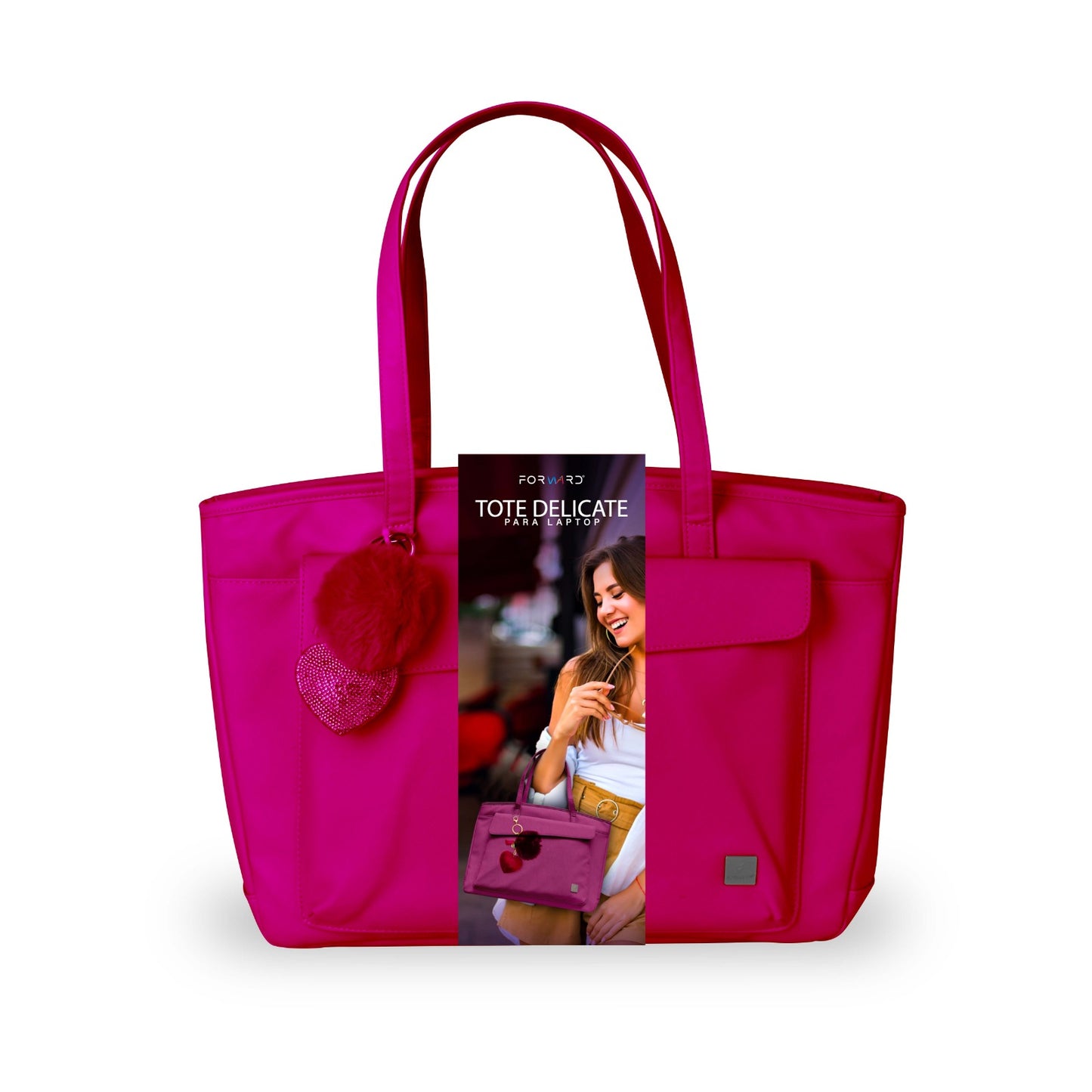 Bolsa Tipo Tote Forward para Laptop de 15.6" Color Magenta | Portafolio Elegante para Mujer