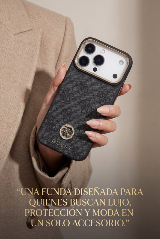 Funda Guess para iPhone 17 Pro Max – Diseño 4G Leather Metal Hardware