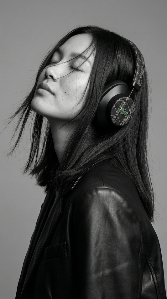 Auriculares Lacoste Diadema Bluetooth con Monograma Negro | Audio Premium Inalámbrico