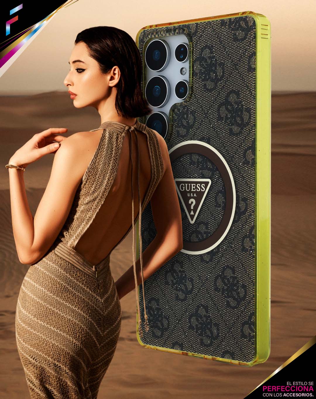 Case Guess 4G Logo Triángulo Samsung S25 Ultra Café | Lujo y Protección para tu Samsung