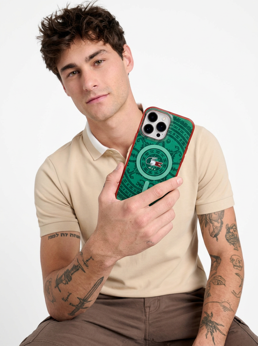 Funda Lacoste MagSafe Verde Colección Calendario para iPhone 16 Pro Max | Case Original de Lujo
