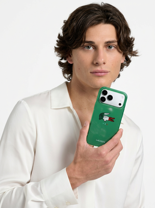 Funda Lacoste MagSafe Verde con Diseño Tricolor para iPhone 17 Pro Max | Case Original de Lujo
