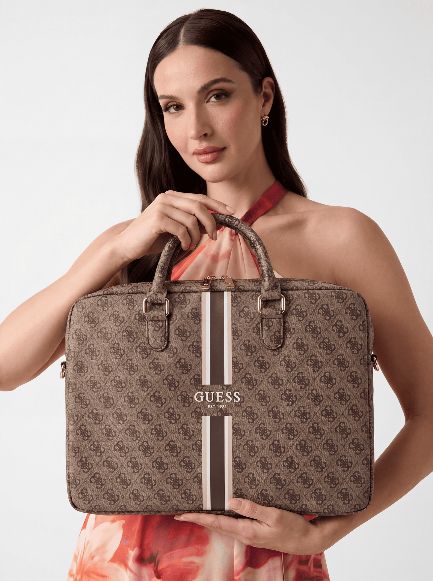 Portafolio Guess 4G Printed Stripes Café