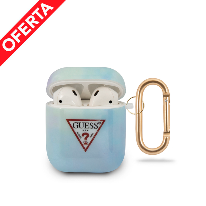 Funda Guess de Silicón Color Azul con Anillo Dorado