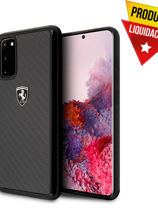 Case Funda Ferrari Fibra de Carbono Original Negra Samsung Galaxy S20