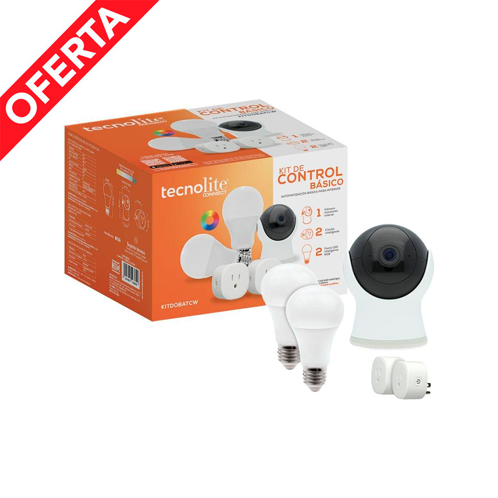 Kit Control Básico Inteligente WiFi: 1 Cámara, 2 Focos LED RGB + Blanc ...