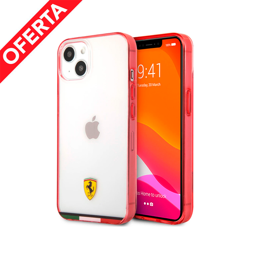 Case/Funda Ferrari Transparente Italia con Contorno Rojo iPhone 13 Pro