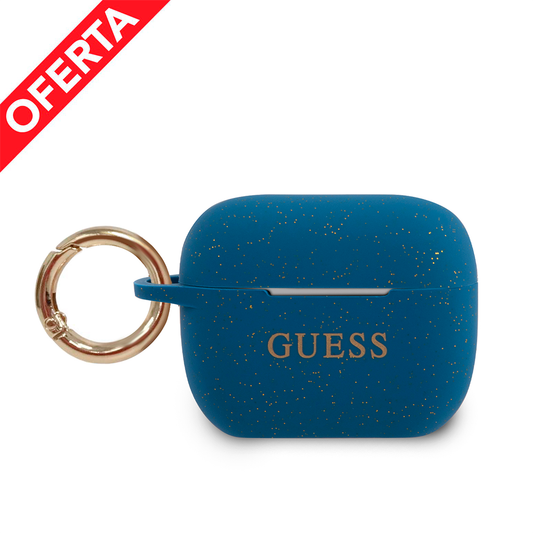 Case/Funda Guess de Silicón Color Azul con Anillo Dorado AirPods Pro / Pro 2