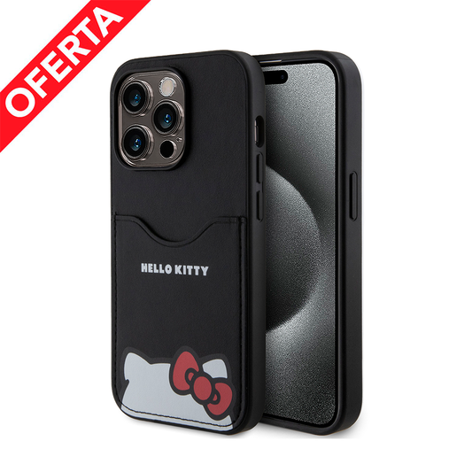 Case Hello Kitty Logo Orejas con Tarjetero iPhone 15 Pro