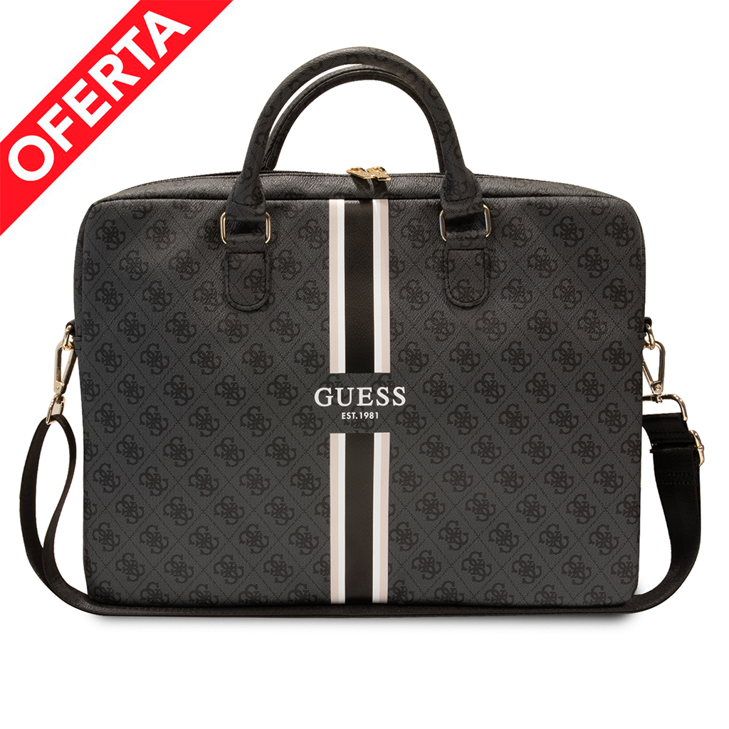 Bolso/Portafolio Guess Diseño 4G y Printed Stripes Color Negro