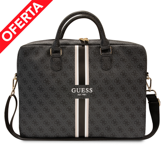 Bolso/Portafolio Guess Diseño 4G y Printed Stripes Color Negro