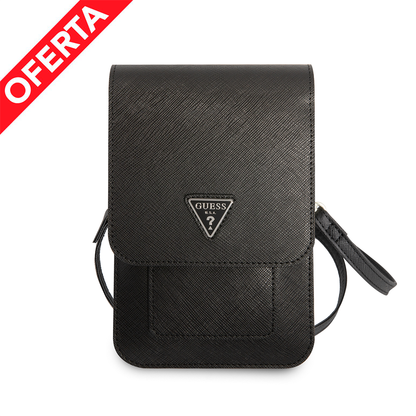 Case/Wallet Bag Guess Diseño Saffiano Triangle Logo Color Negro