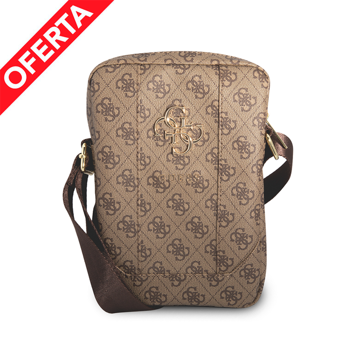 Bandolera Guess de 8" Diseño 4G con Logo 4G Metálico Grande para Tablet Color Café