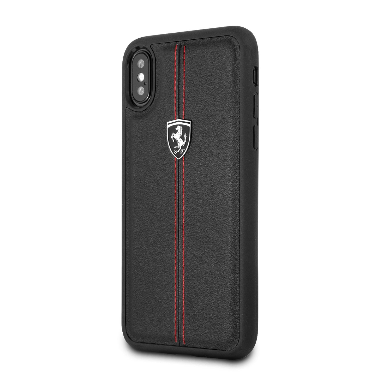 Funda Case Piel Negra Ferrari Logo Plata iPhone X/xs - ForwardContigo