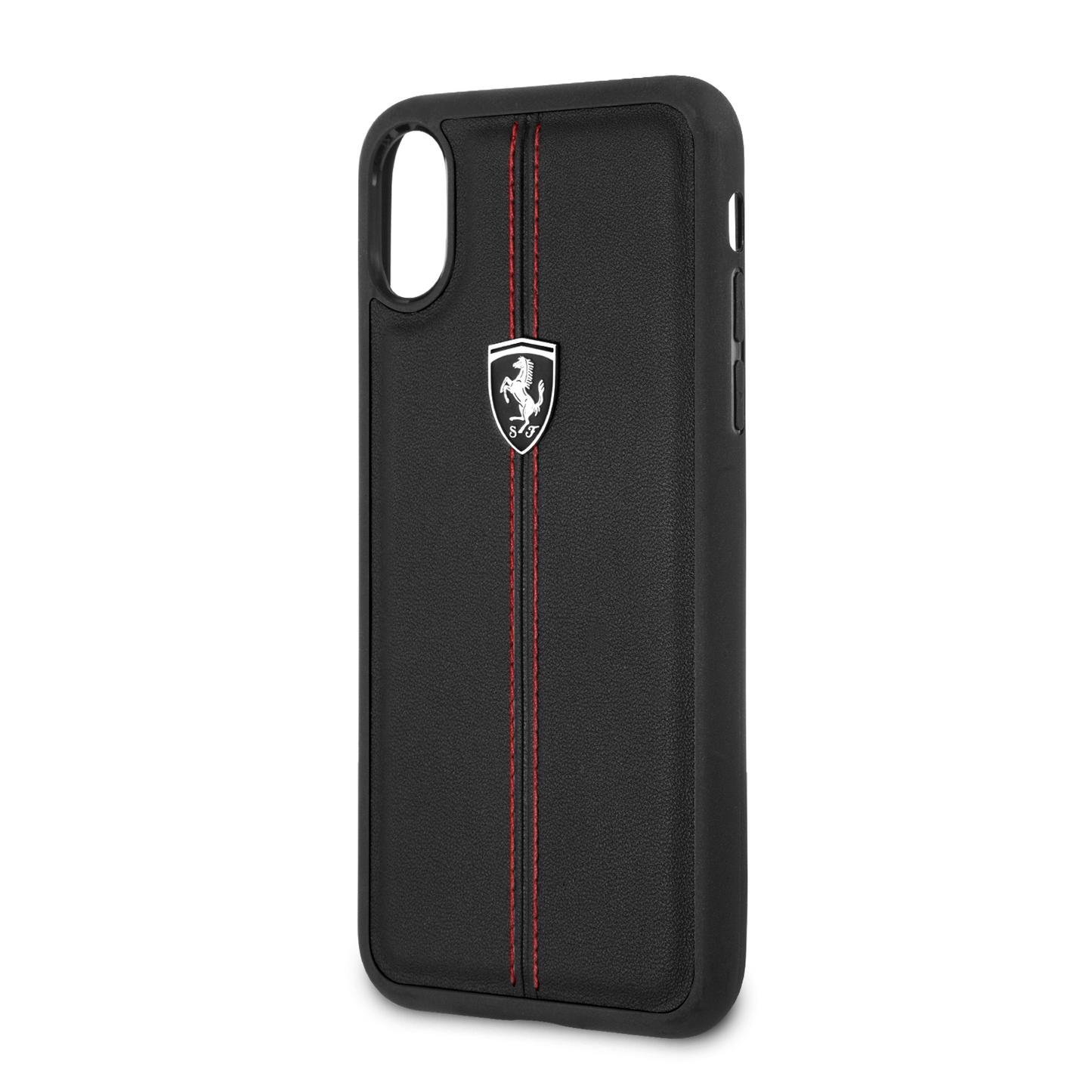 Funda Case Piel Negra Ferrari Logo Plata iPhone X/xs - ForwardContigo