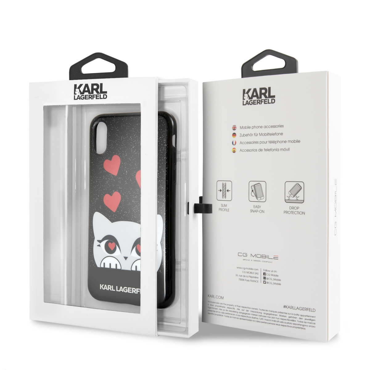 Case Funda Karl Lagerfeld Choupette Valentin Negro iPhoneX - ForwardContigo