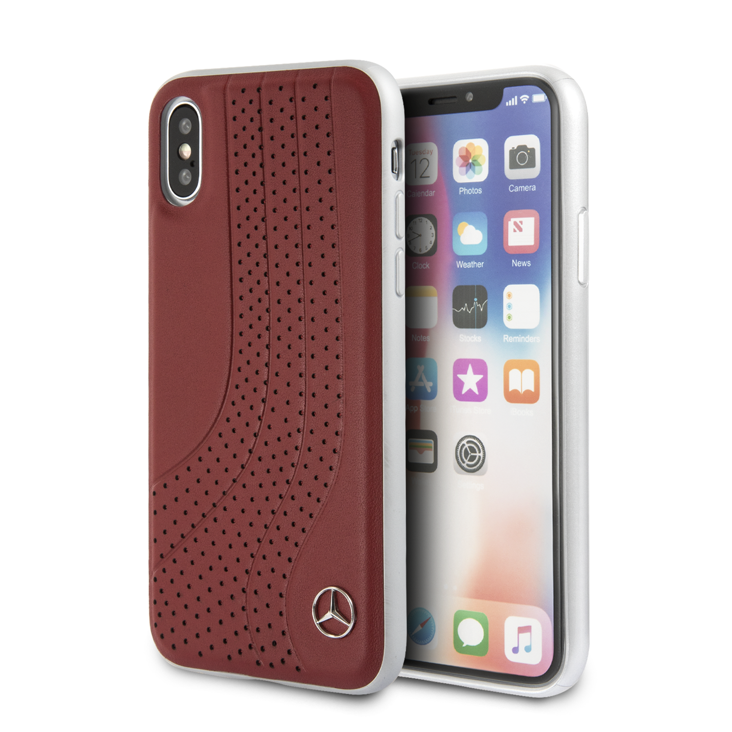 Funda Case Mercedes Benz Arcos Piel Roja iPhone X/xs - ForwardContigo