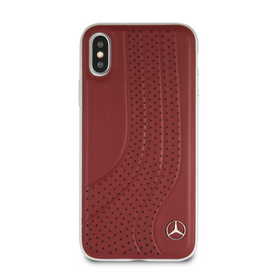 Case/Funda Mercedes Benz de Piel Roja con Diseños Arcos iPhone X/xs + Cristal Protector GRATIS