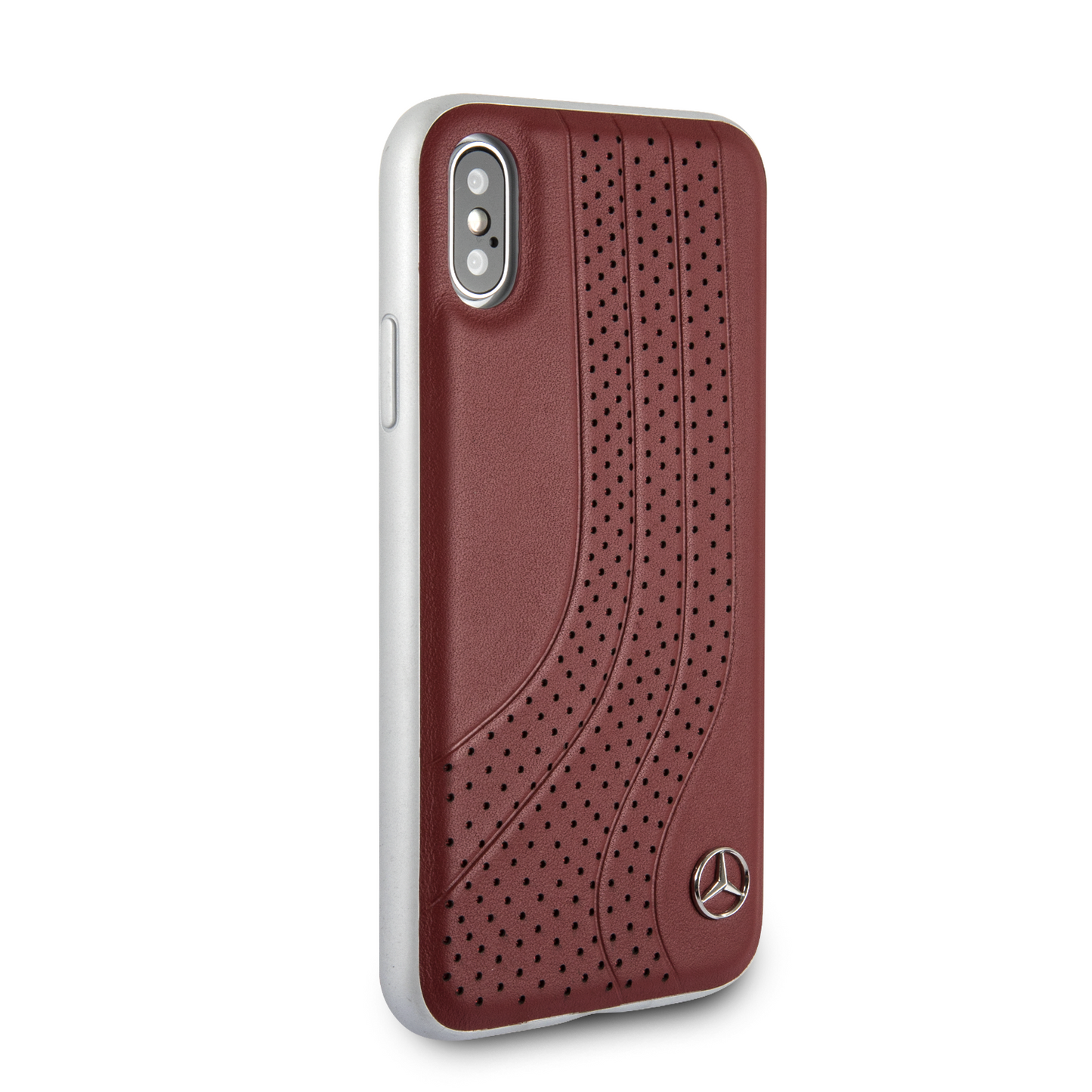 Case/Funda Mercedes Benz de Piel Roja con Diseños Arcos iPhone X/xs + Cristal Protector GRATIS